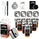 Juego de 24/12/6 frascos de especias cuadrados con soporte para taza de sacudir, frascos de especias de vidrio engrosado de 120 ml, cerrojo de acero inoxidable, silvery spice storage box