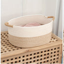 Cestas de almacenamiento de cuerda de algodón - Diseño de rayas casual, blanco, organizador portátil para aperitivos, cosméticos y decoración del hogar - Ideal para regalos de Navidad y Acción de Gracias