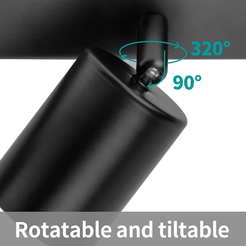 1 pieza de luz de techo LED con 2 bombillas, luz de techo LED giratoria GU10, barra de luces de techo moderno negro para cocina, dormitorio, sala de estar (bombilla no incluida)