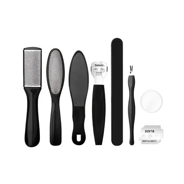 Conjunto de pedicura de alta calidad y multiusos para manos y pies, 8 piezas, molinillo de piel muerta, lima para pies, púa para piel muerta, púa para ranuras de uñas, cepillo exfoliante para pies, piedra de cuidado de pies de acero inoxidable de doble c