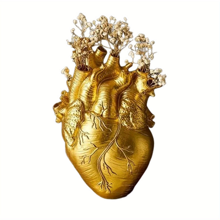 1 pieza, jarrón de resina única en forma de corazón con rosas rojas - Estilo de arte nórdico moderno, jarrón decorativo, adecuado para el hogar, bodas o decoración de mesa.