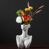 1pc Jarrón Blanco Creativo De Estilo Nórdico Jarrón De Cara Moderno Decorativo Simple Para Oficina Y Hogar