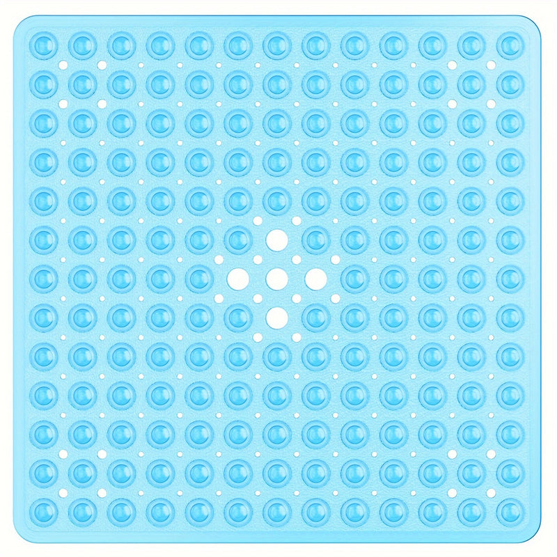 Alfombrilla de Baño Cuadrada de 1 pieza, Antideslizante con Orificio de Drenaje y Ventosas de Gran Capacidad de Absorción, Fácil de Limpiar, Lavable en Máquina, 53.34x53.34cm, Alfombra para Ducha, Alfombra para Bañera, Decoración del Hogar