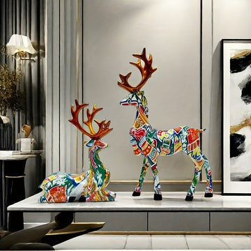 Juego de 2 piezas de venados decorativos, adornos para Navidad, Año Nuevo y bodas, figuras pequeñas para escritorio, hogar, sala y repisas de TV, accesorios creativos, regalo cálido para decorar el living