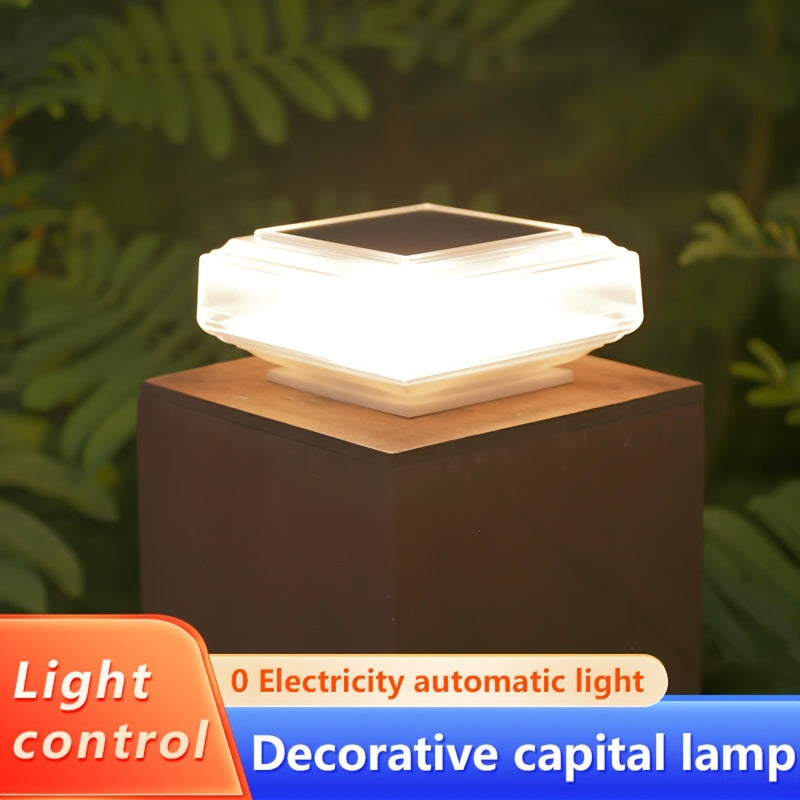 (1pc/Caja) Luz de columna solar IP44 para exterior Luz de jardín Luz de villa de barandilla de cerca Luz de columna nueva