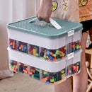 1 Caja De Almacenamiento De Bloques De Construcción, Organizador De Juguetes Apilable Con Tapa De Placa Base De Construcción Con Caja De Almacenamiento De Rejilla Con Asa De Transporte