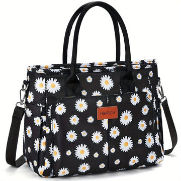 Bandolera de almuerzo para mujer, nevera portátil con bolsillos laterales y correas desmontables, bolso térmico grande para trabajo o picnic, sin contacto con alimentos