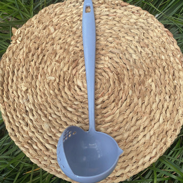 1pc Cuchara Colador 2-en-1 de Alta Calidad - Mango Largo, Plástico de Paja de Trigo, Perfecta para Hot Pot y Sopas, Utensilio de Cocina Seguro para Alimentos, Cuchara de Sopa