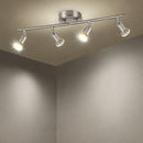AMANSOUR Moderna Lámpara de Techo LED de 4 Llamas, Spotlight Rotatable 330°, Montaje Semi-Flush, Níquel Mate, Hierro Fundido, Control de Interruptor, Cableado Duro 110-240V, para Cocina, Sala de Estar, Dormitorio - Sin Bombillas Incluidas