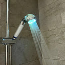 Una luz LED que genera energía a partir del flujo de agua, con luces intermitentes de colores, un ducho portátil, filtración de calidad del agua y viene con tres cartuchos de filtro, un regalo de Año Nuevo sin batería.
