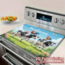 1 pieza, cojín de protección para estufa de impresión plana 2D, accesorio de cocina elegante para el hogar, tema de vacas, cerdos y pollos, patrón, poliéster, para estufa y superficies planas - Duradero, fácil de limpiar
