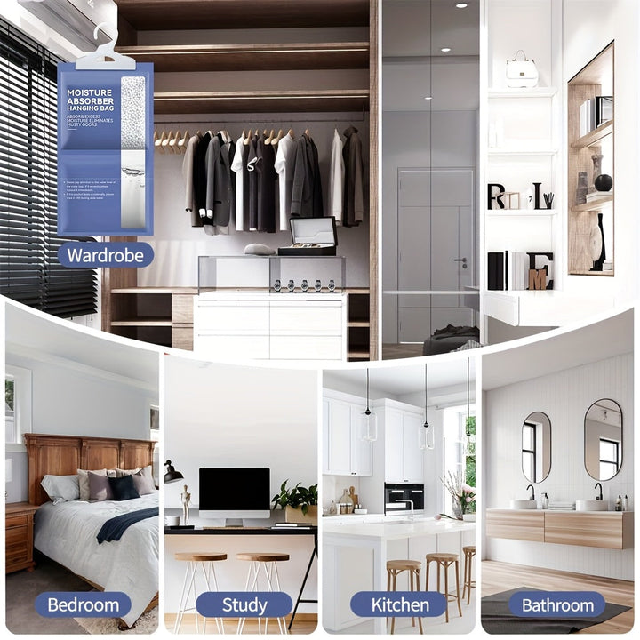 Paquete de 10 Bolsas Absorbentes de Humedad, Bolsas Antihumedad de Cloruro de Calcio de Alta Eficiencia para Armario, Paquetes de Humedad, Absorbente Colgante Sin Aroma en Guardarropas, Baños, Eliminador de Olores y Moho, Ideal para el Hogar y Viajes