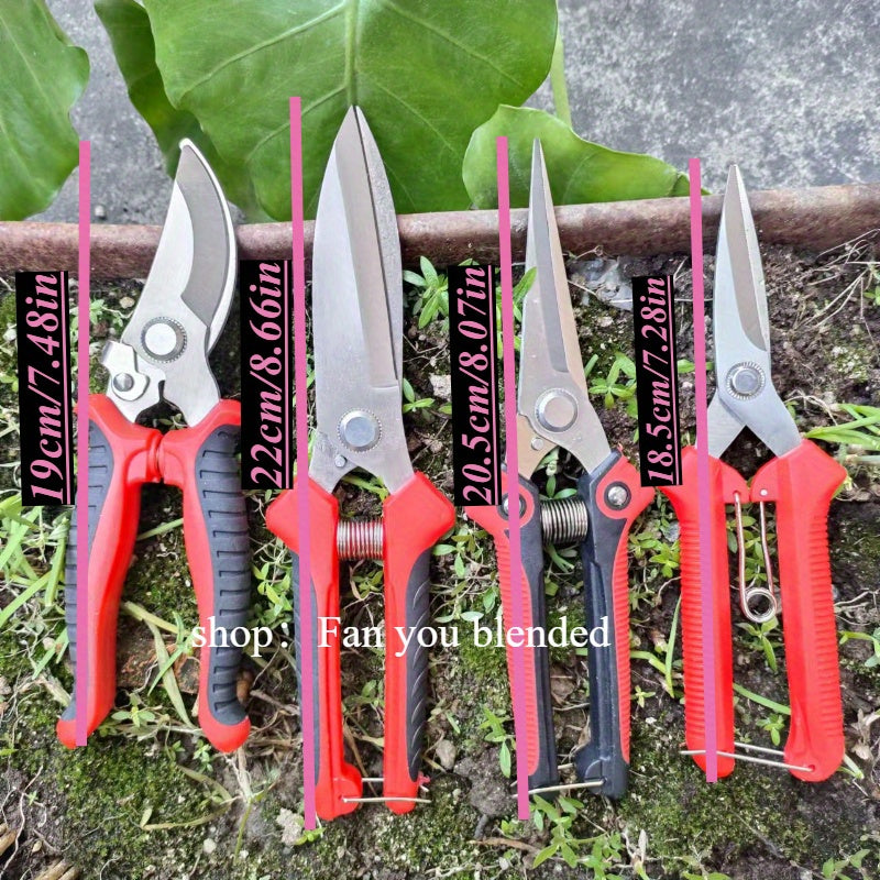 4 piezas de tijeras de poda de acero inoxidable, estilo contemporáneo, tijeras de jardín ambidiestras, cortadora de ramas duradera, herramienta de cosecha de frutas, con mangos antideslizantes, para cebolla, ajo, enredaderas, flores, frutas cítricas - Us