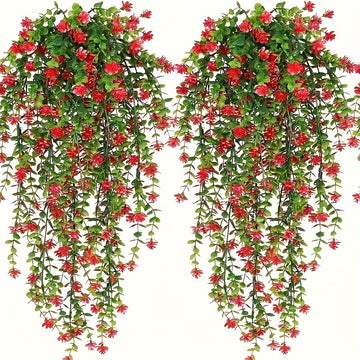 Conjunto de 4, plantas de seguimiento sintéticas diseñadas para imitar hojas de eucalipto, adecuadas para uso al aire libre, resistentes a la radiación UV, ideales para decorar escenas, habitaciones y hogares.