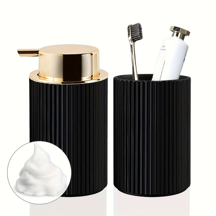 Dispensador de Jabón Espumoso para Baño, Contenedores de Almacenamiento para Jabón de Manos y Jabón para Platos, Decoración de Estilo Granja, Dispensador de Jabón en Espuma y Portacepillos de Dientes