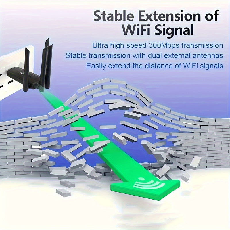 Repetidor inalámbrico USB con 4 amplificadores de señal de antena, adecuado para extender la cobertura de toda la casa, viene con puerto Ethernet para conexiones de red, admite múltiples conexiones de dispositivos, roaming ininterrumpido para hogar y ofi