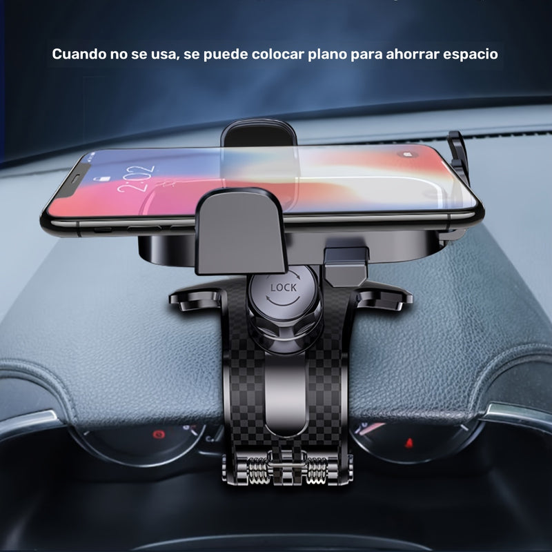 1 soporte universal para montaje de coche, material ABS, rotación de 360°, antivibración, textura de fibra de carbono, soporte de navegación multifuncional