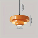 Lámpara colgante semirecargable] Estilo cremoso elegante, lámpara de techo de varios niveles, acabado naranja brillante, luz colgante de metal con centro iluminado para sala, cocina, dormitorio, estudio - Art Deco moderno, ahorro de energía con control d