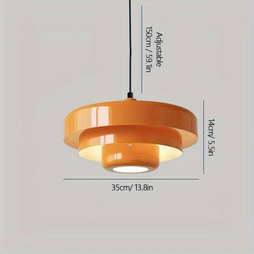 Lámpara colgante semirecargable] Estilo cremoso elegante, lámpara de techo de varios niveles, acabado naranja brillante, luz colgante de metal con centro iluminado para sala, cocina, dormitorio, estudio - Art Deco moderno, ahorro de energía con control d