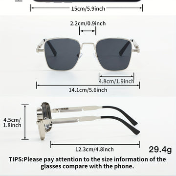 Gafas de moda cuadradas retro steampunk con marco de metal para hombres y mujeres, ideales para eventos, fiestas y festivales