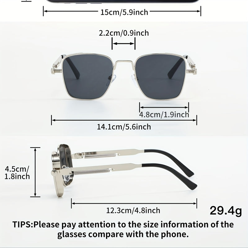 Gafas de moda cuadradas retro steampunk con marco de metal para hombres y mujeres, ideales para eventos, fiestas y festivales