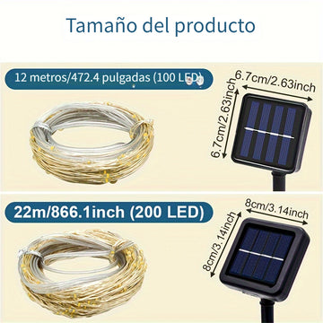 1 Paquete de Luces de Cuerda LED Solares para Exterior, Impermeable IP65, 8 Modos, Luces de Hadas Moradas para Árbol, Jardín, Navidad, Halloween, Día de Acción de Gracias, Día de San Valentín, Decoraciones de Bodas - Energizado por Energía Solar, Batería
