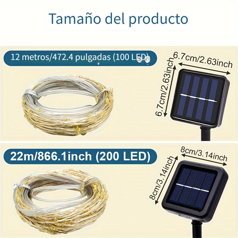 1 Paquete de Luces de Cuerda LED Solares para Exterior, Impermeable IP65, 8 Modos, Luces de Hadas Moradas para Árbol, Jardín, Navidad, Halloween, Día de Acción de Gracias, Día de San Valentín, Decoraciones de Bodas - Energizado por Energía Solar, Batería