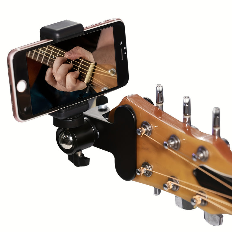 Soporte de guitarra ABS ajustable con rotación de 360° - Soporte seguro para teléfono móvil para transmisión en vivo, grabación y uso multiusos, accesorio para transmisión en vivo | Diseño elegante de soporte | Material ABS duradero