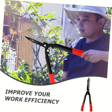 Podadoras Manuales de Setos - Cuchillas Fuertes y Resistentes Templadas a Alta Temperatura, Mangos Ergonómicos Antideslizantes con Agarres Rojos, Poda Precisa para Jardines, Arbustos y Vallas (Sin Necesidad de Electricidad)