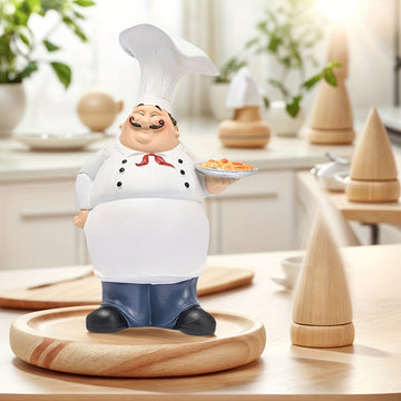 1pc Estatuilla de Bandeja de Pizza al Estilo Europeo para Chef Profesional, Decoración para Cocina y Comedor, Adorno para Hogar o Dormitorio, Recuerdo de Navidad y Acción de Gracias