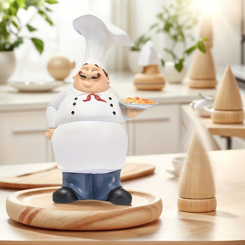 1pc Estatuilla de Bandeja de Pizza al Estilo Europeo para Chef Profesional, Decoración para Cocina y Comedor, Adorno para Hogar o Dormitorio, Recuerdo de Navidad y Acción de Gracias