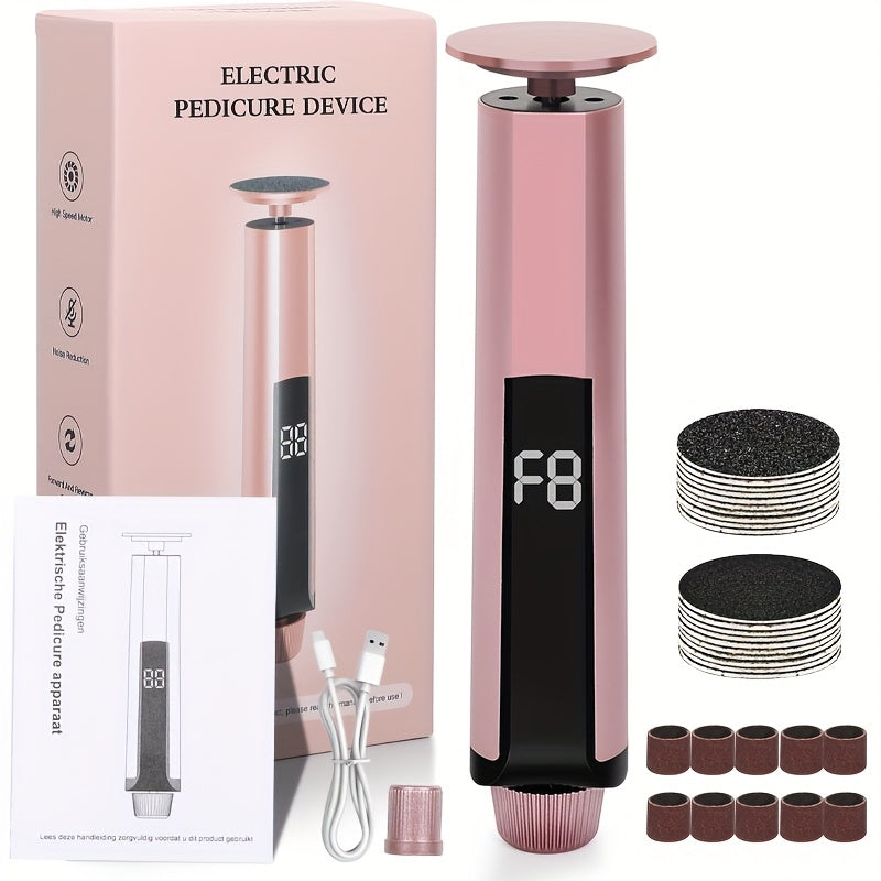 Exfoliador Eléctrico de Pies y Lijadora de Uñas Recargable - Dispositivo de Pedicura con Batería de Litio de Larga Duración, Sin Fragancia, USB, para Hogar, Viajes o Salón - Herramienta Profesional de Cuidado de Uñas, Diseño Elegante, Construcción de Alt