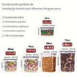 6/10 Paquete de contenedores de almacenamiento de alimentos de plástico libres de BPA con cierre de pestillo, seguros para el lavavajillas, organizadores de cocina y despensa multipropósito para azúcar, harina, repostería - Incluye etiquetas y marcador