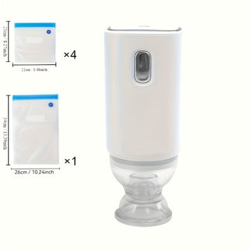Selladora Eléctrica Portátil Recargable USB - Bomba Automática para Conservación de Alimentos con 5 Bolsas Reutilizables, Preservación de Frescura y Sabor para Carne y Verduras, Diseño Ergonómico, Uso en Cocina y Viajes, Sellado Compacto y Duradero, Mang