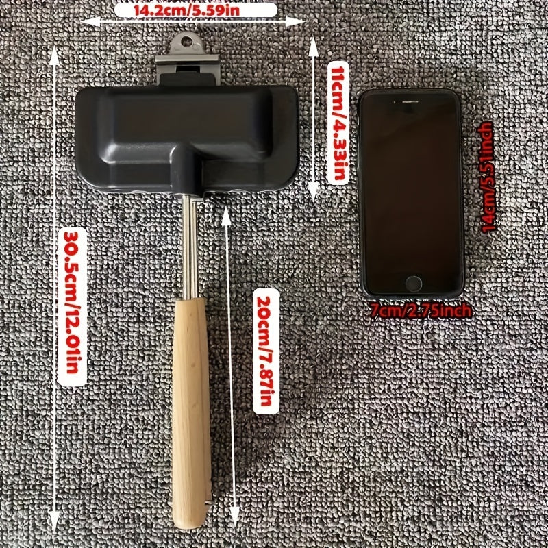 1 pieza, fabricante de sándwiches de lujo de doble cara, antiadherente, fácil de cocinar para desayunos perfectos, waffles y hamburguesas, liberación fácil de alimentos, gadget de cocina que ahorra espacio y herramienta esencial para hornear en la cocina