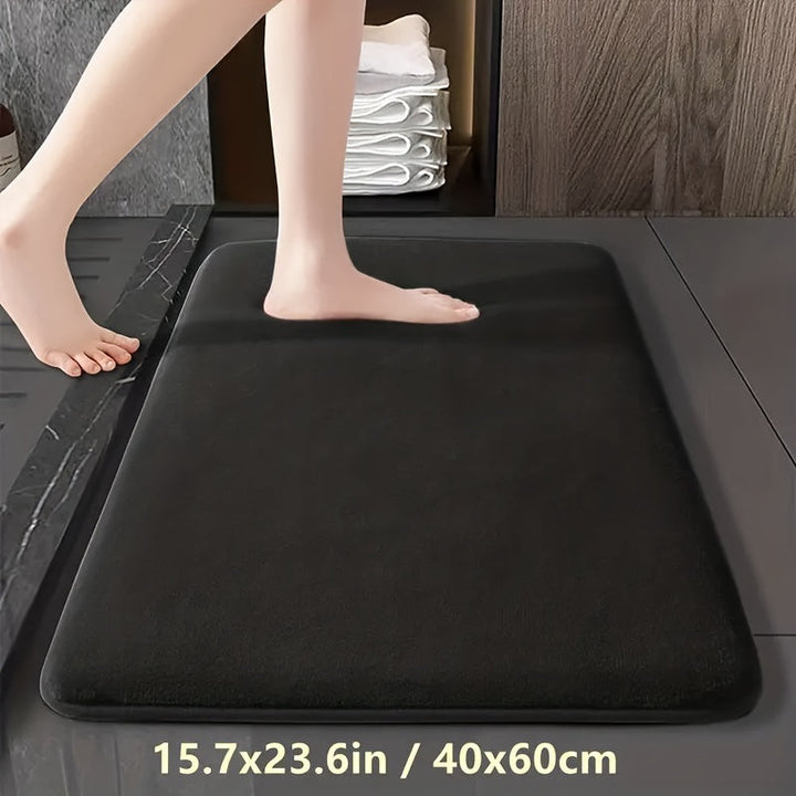 Alfombra de baño de felpa coral ultra suave - Secado rápido, antideslizante, lavable a máquina con respaldo de PVC, poliéster mullido, pelo bajo, forma rectangular para seguridad en la entrada del baño