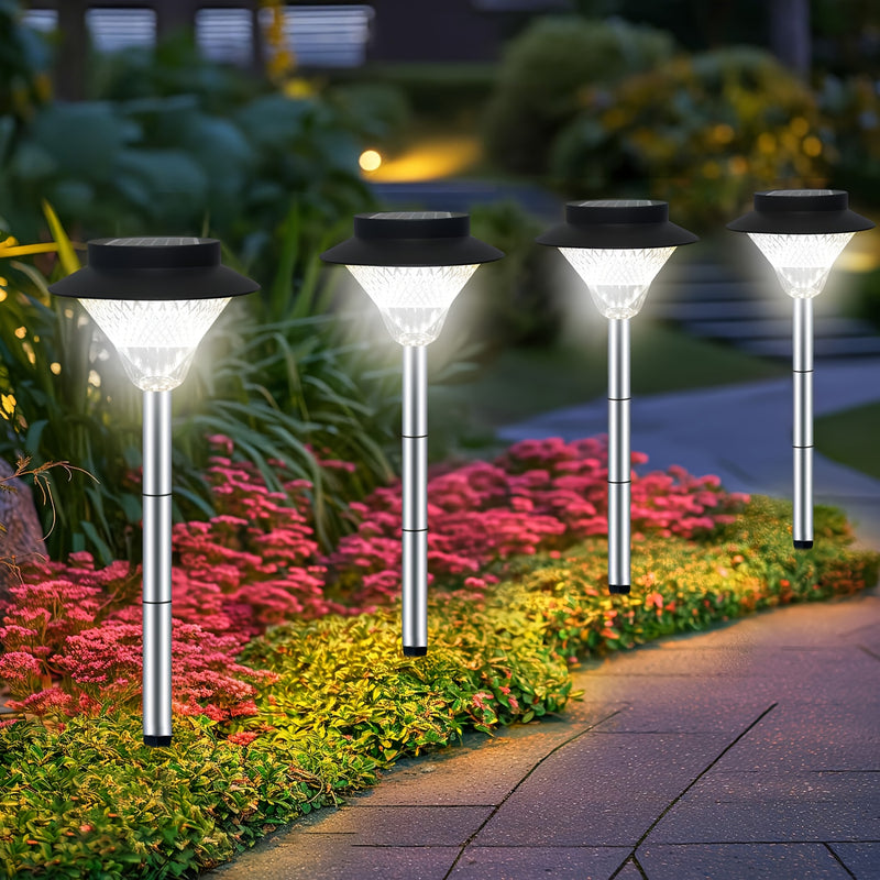 1 pieza de luz solar para exteriores de césped, forma de sombrero, luz de paisaje, acero inoxidable, cálido/blanco 39LED, luz de jardín, luz decorativa solar, adecuada para patio, jardín, patio, sendero, luces de pared, luces de columna, decoración de pa