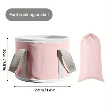 Explor Foot Spa - Cubo Portátil Plegable para Baño de Piernas y Pies con Asas Ergonómicas, Sin Necesidad de Electricidad, No Tóxico & Libre de Formaldehído, Diseño Rosa y Gris para Relajación en Casa o Viajes