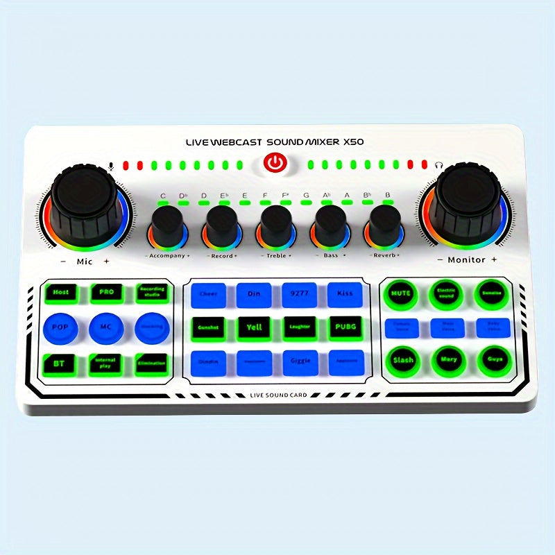 Interfaz de audio portátil Caster-All One-in-One con preamplificador de micrófono premium, carga USB, diseño compacto para podcasting, transmisión en vivo, DJ, PC y teléfonos inteligentes - Blanco, grabación de multimedia, equipo de estudio moderno, cons