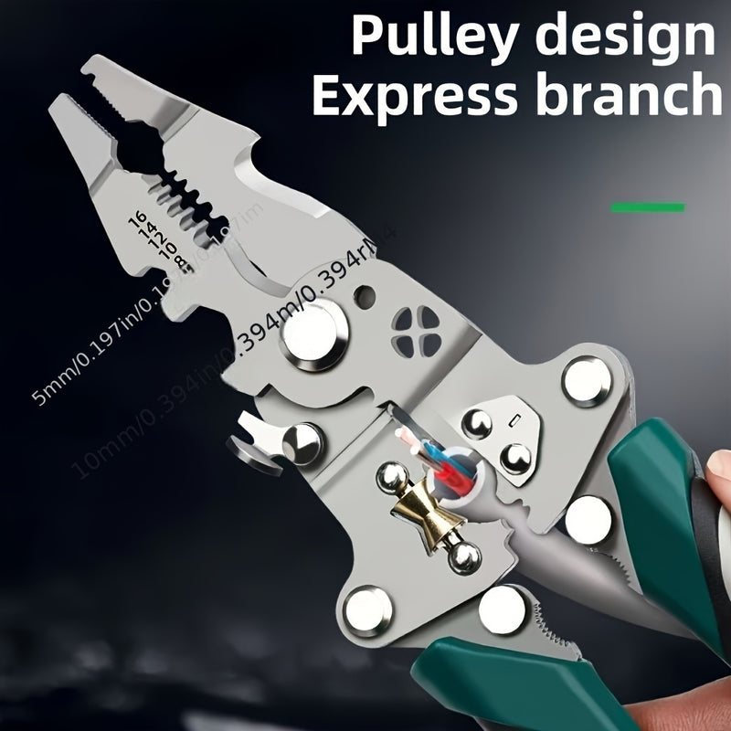 Alicates multifuncionales para pelar cables, diseño plegable, ideales para trabajos eléctricos, tuberías de agua, crimpar, cortar y torcer, herramientas de metal duraderas, versátiles