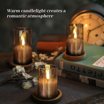 Juego de 3 velas sin llama, velas LED con batería, llama parpadeante, control remoto, ideal para hogar, dormitorio, propuesta de matrimonio, Navidad, Halloween, fiestas y decoración