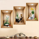 Adhesivo de Pared con Marco de Fotos de Flores y Plantas Verdes en 3D para Sala de Estar, Dormitorio, Estudio, Fondo de Pared del Hogar, Decoración de Entrada, Calcomanía de Pared Autoadhesiva de PVC