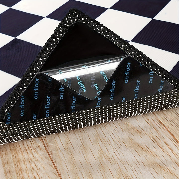 4/8/12 pzas Pinzas para alfombras, almohadillas antideslizantes para alfombras para pisos de madera dura y azulejos, cinta de alfombra reutilizable y lavable para alfombras de salas de estar, almohadilla adhesiva de doble cara para alfombra que mantiene