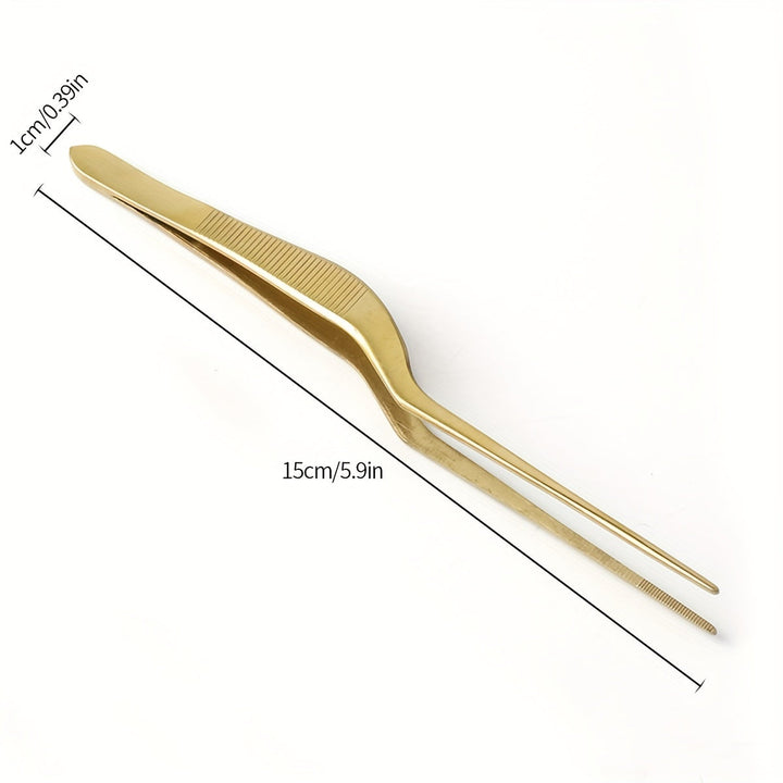 1 Pinza Curvada Especial De Cocina Molecular Dorada De Titanio, Pinzas De Placa Oscilante De Acero Inoxidable, Pinzas Con Forma De Platos Fríos, Cocina, Restaurante, Pastel Occidental, Postre, Herramientas De Decoración