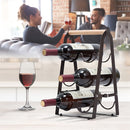 Estante de vino de hierro, estante apilable para almacenamiento de vino tinto con acabado con recubrimiento en polvo.