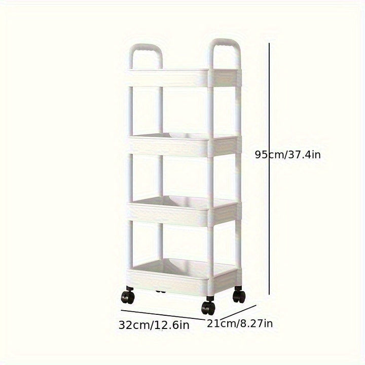 Estantería Móvil Multifuncional de 4 Niveles con Ruedas Giratorias, Disponible en 2 Colores – Ideal para Almacenamiento y Uso Diario, Esencial para Hogares Pequeños (Juego de 6)