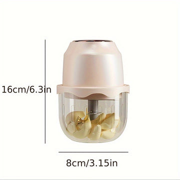 Picadora de Carne Eléctrica Recargable por USB y Triturador de Verduras de 22000 RPM - Aparato Multifunción 6 en 1 con Tarro de Vidrio, 6 Cuchillas de Acero Inoxidable, Diseño Compacto para Cocina Casera, Preparación de Alimentos, Batidos, Salsas, Herram
