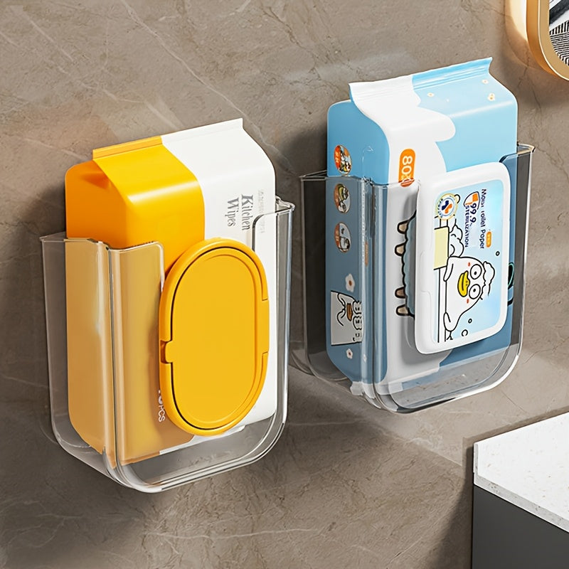 Dispensador de toallitas húmedas para pared - Soporte con adhesivo resistente para baño, guardería y camping, diseño rectangular transparente con ranura de fácil acceso, regalo ideal para el Día de la Madre