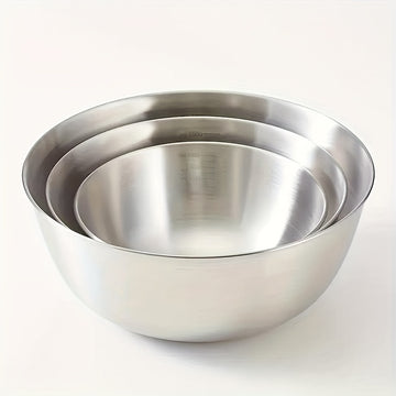 Juego de 3 piezas, tazón de mezcla de acero inoxidable, tazón para ensalada, - duradero, fácil de almacenar, adecuado para preparación y almacenamiento en la cocina, perfecto para barbacoas y cocina al aire libre