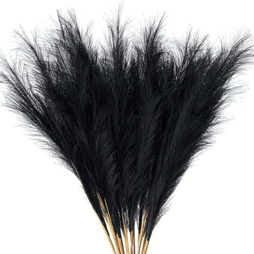 16 piezas de hierba de las pampas artificial, ramo negro esponjoso de 55.12 cm, decoración bohemia para el hogar, bodas, fiestas y arreglos en florero